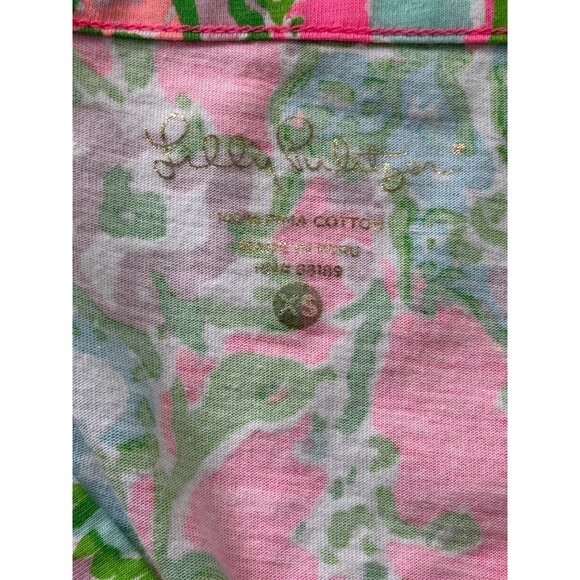 Lilly Pulitzer Palmetto T-Shirt Dress Floral Pink Green Pima Cotton Women XS - Picture 5 of 9